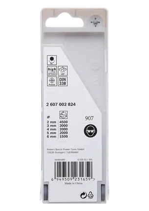 Juego de 5 brocas hexagonales Bosch HSS PointTeQ de 2 a 6 mm.